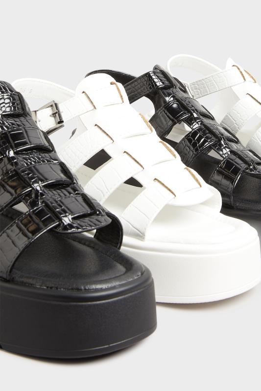 PixieGirl White Croc Gladiator Platform Sandals In Standard D Fit 6
