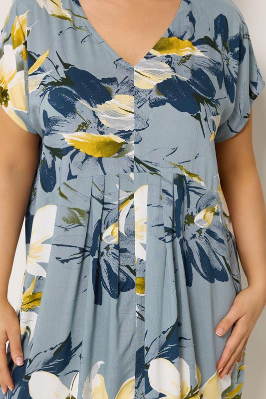 YOURS Plus Size Grey Floral Pleat Front Dress | Yours Clothing 4