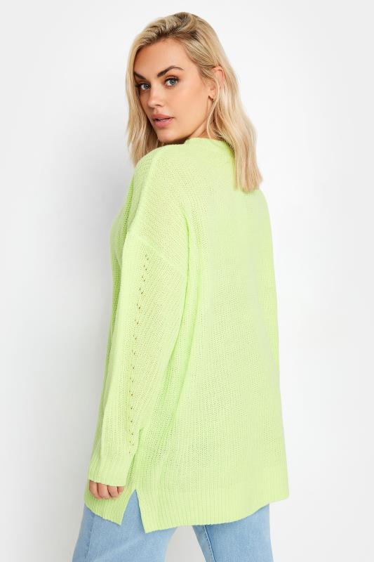 YOURS Plus Size Lime Green Ribbed Knit Jumper | Yours Clothing 4