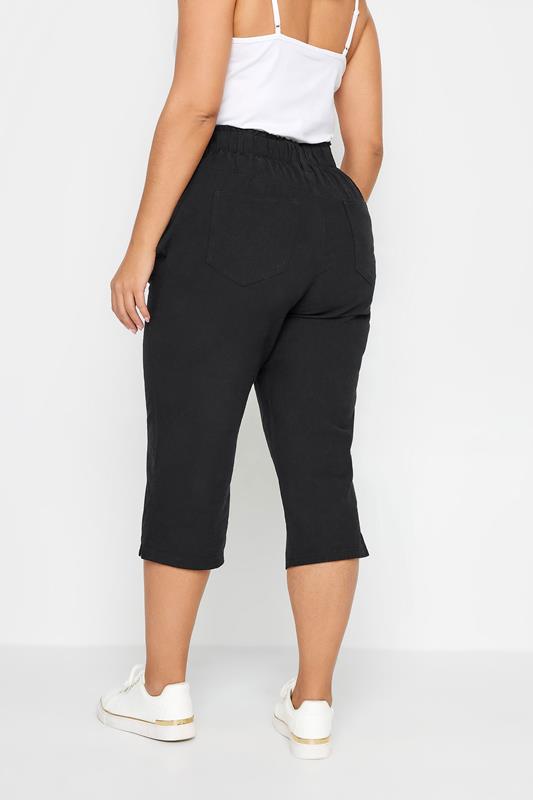 YOURS 2 PACK Plus Size Black & Beige Brown Cool Cotton Cropped Trousers | Yours Clothing 6