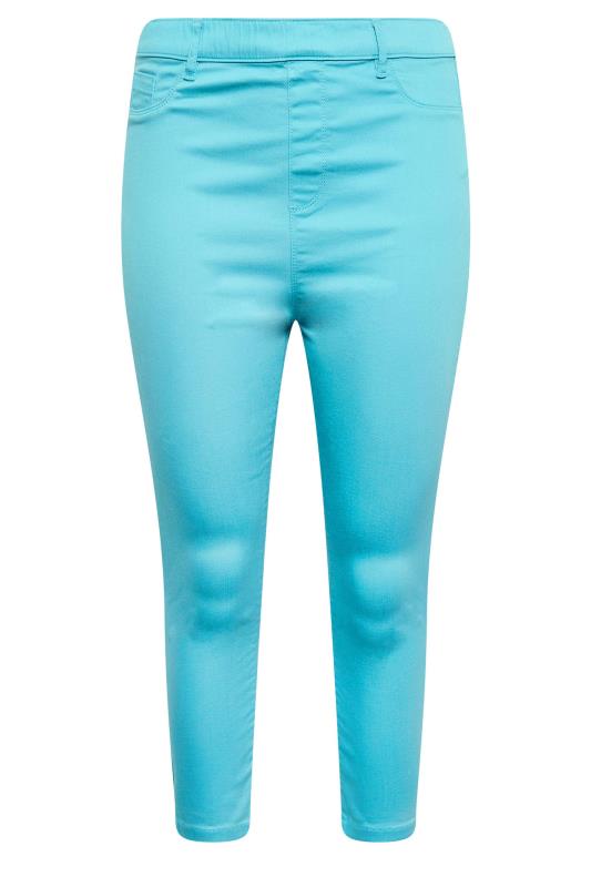 YOURS Curve Plus Size Aqua Blue Cropped Stretch GRACE Jeggings | Yours Clothing  5