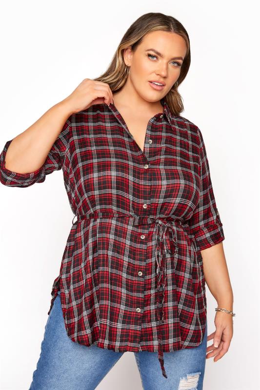 LIMITED COLLECTION Red Check Belted Shirt_A.jpg