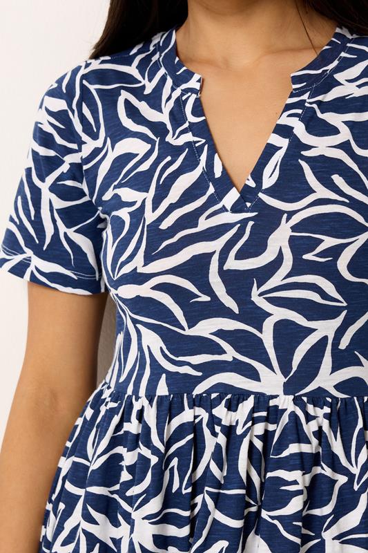 M&Co Petite Navy Blue Abstract Print Tiered Cotton Maxi Dress | M&Co 4