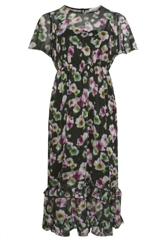 YOURS LONDON Plus Size Black Floral Print Maxi Smock Dress | Yours Clothing 5