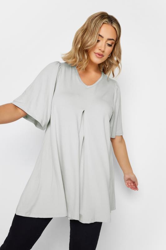 YOURS Plus Size Grey Pleat Front Top | Yours Clothing 2