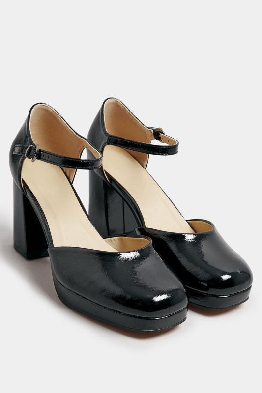 Black Patent Platform Court Shoes In Wide E Fit & Extra Wide EEE Fit | Yours Clothing 2