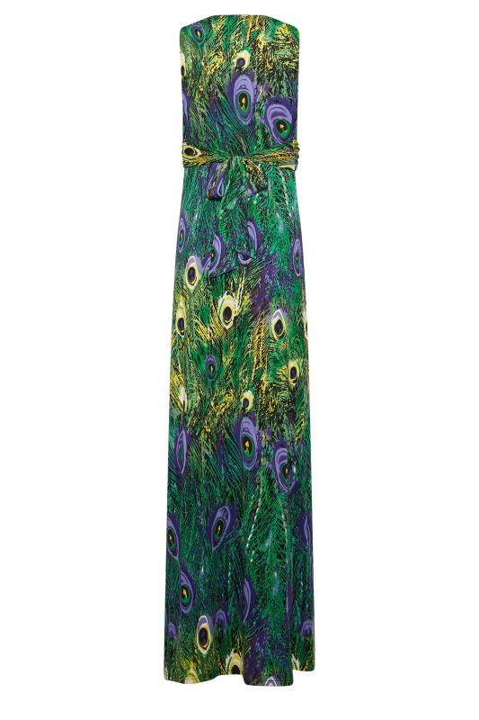 LTS Tall Women's Green Peacock Print V-Neck Knot Front Maxi Dress | Long Tall Sally 7