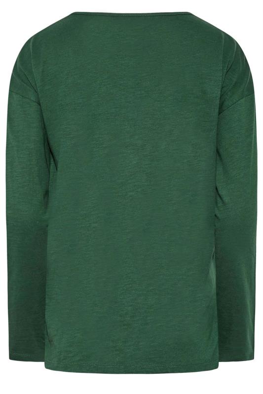 LTS Tall Women's Forest Green V-Neck Long Sleeve Cotton T-Shirt | Long Tall Sally 6