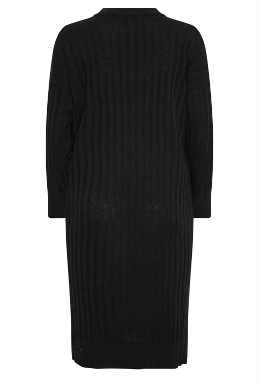 YOURS Curve Black Ribbed Midi Knitted Jumper Dress | Yours Clothing