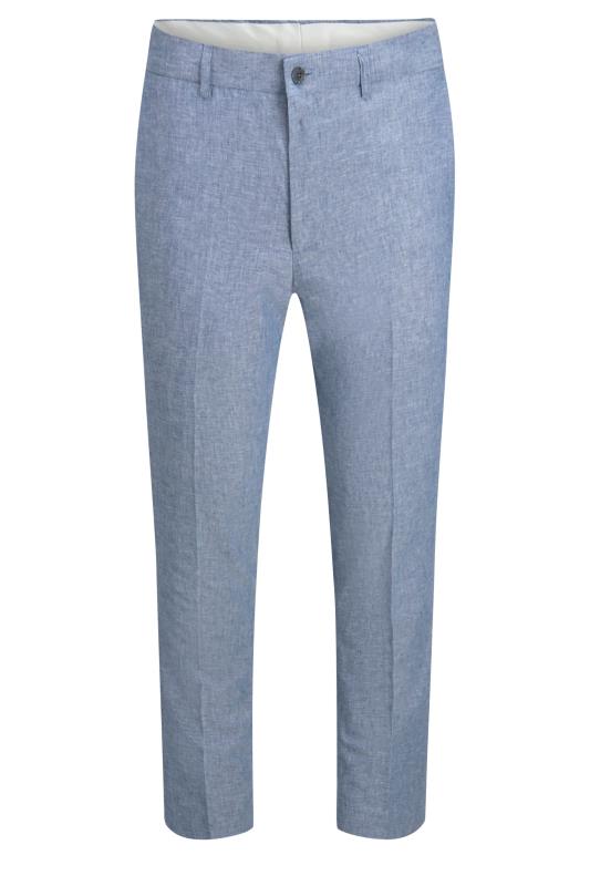  Grande Taille JACK & JONES Chambray Blue Linen Suit Trousers