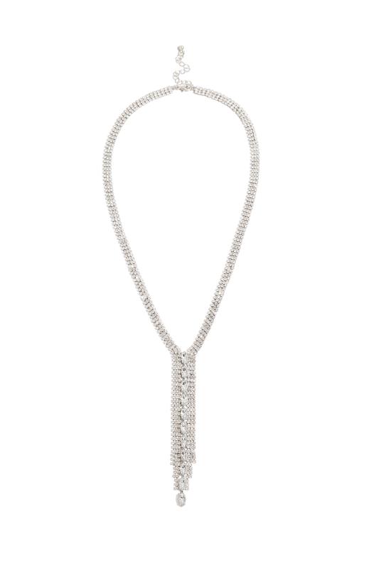 Tall  Yours Silver Tone Diamante Necklace