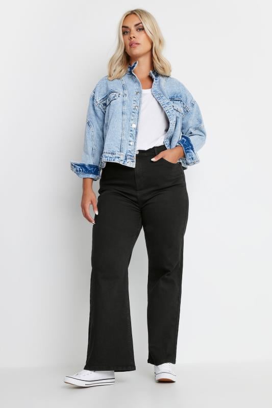 Black wide leg denim jeans hotsell