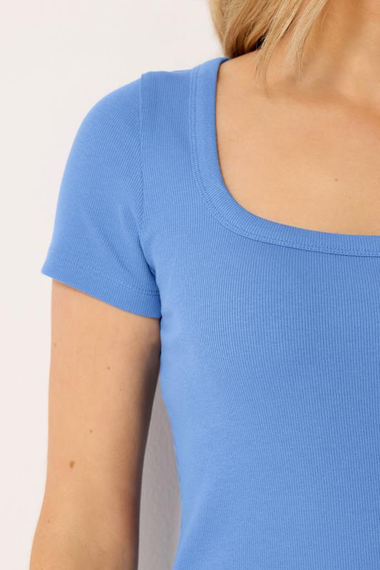 LTS Tall Women's Sky Blue Square Neck Ribbed T-Shirt | Long Tall Sally 4