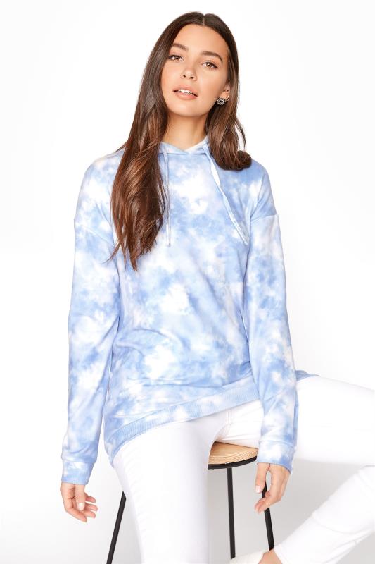 LTS Tall Blue Tie Dye Soft Touch Hoodie 1