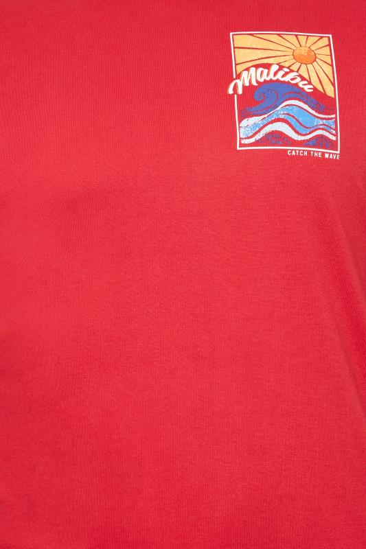 BadRhino Plus Size Big & Tall Red Malibu Slogan T-Shirt | BadRhino  3