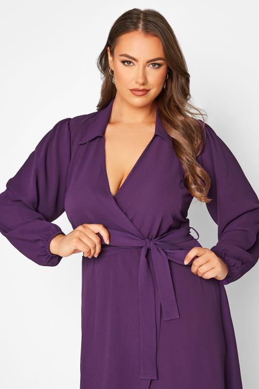 LIMITED COLLECTION Plus Size Purple Wrap Dress | Yours Clothing 4
