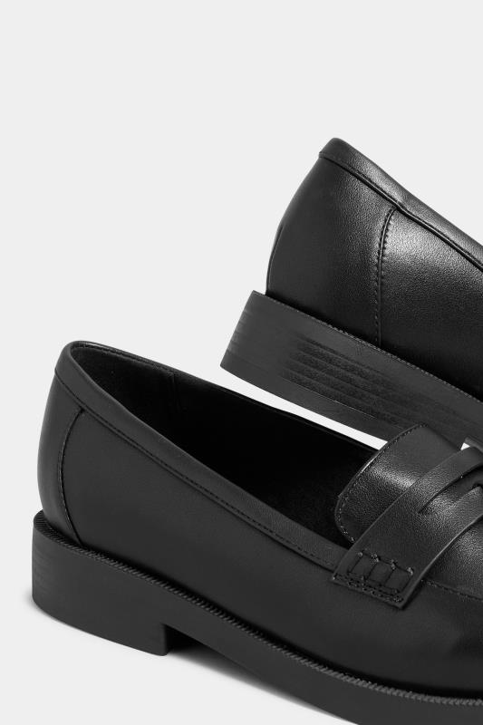 Black Faux Leather Tassel Loafers In Extra Wide EEE Fit 5
