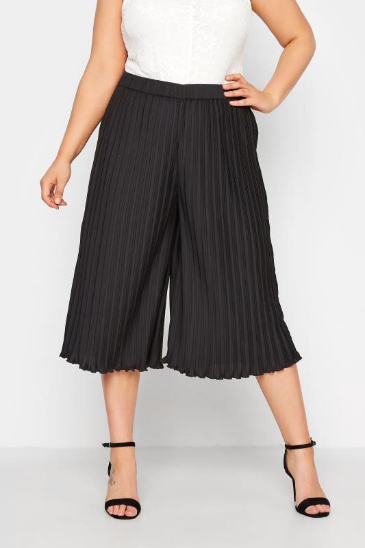 YOURS LONDON Curve Black Pleated Culottes_A.jpg