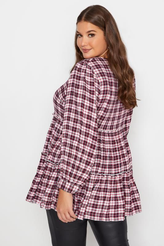 Plus Size LIMITED COLLECTION Red & White Check Tiered Top | Yours Clothing 3