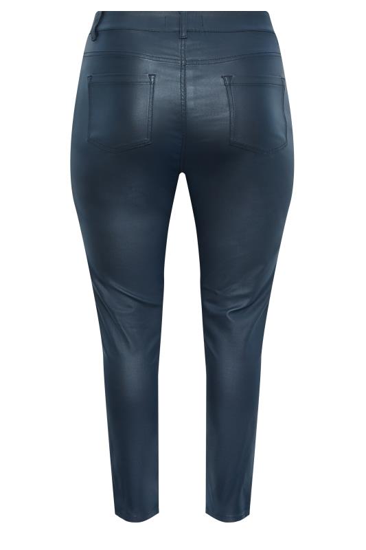 Plus Size Navy Blue Coated Skinny Stretch AVA Jeans