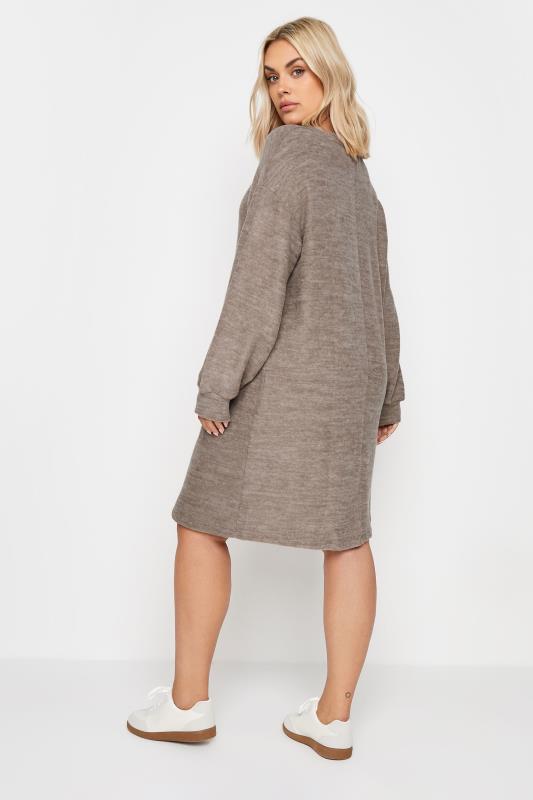 YOURS Plus Size Mocha Brown Soft Touch Jumper Dress | Yours Clothing 3