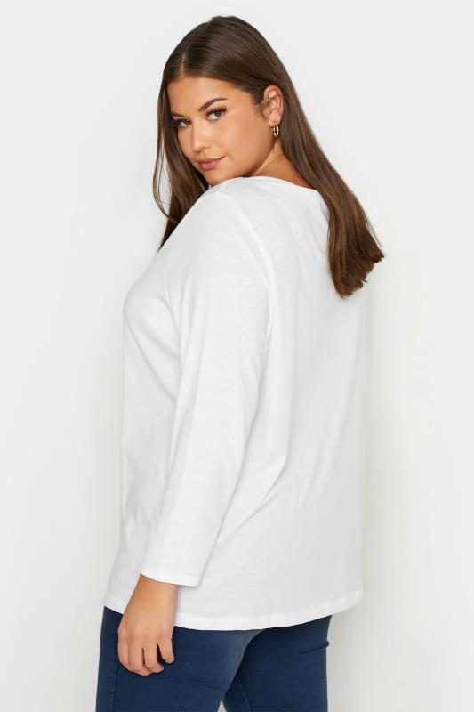 Plus Size White Essential Long Sleeve T-Shirt | Yours Clothing 3