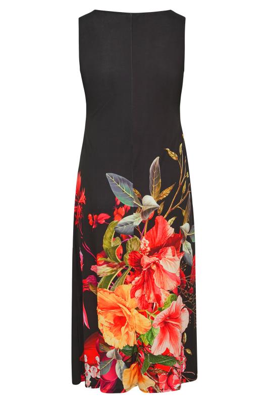Plus Size Black Floral V-Neck Swing Dress | Yours Clothing 6