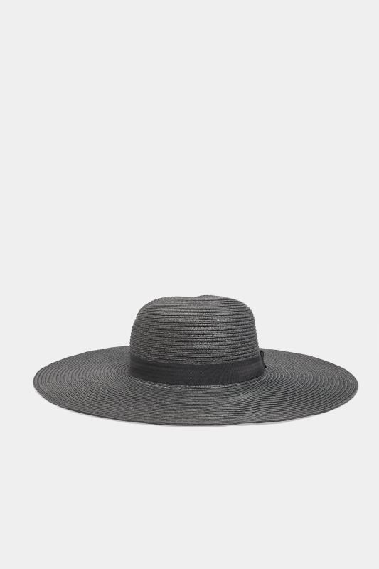 Black 'Blessed' Floppy Straw Hat 3