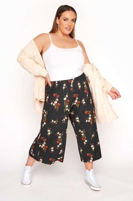 LIMITED COLLECTION Black & Red Floral Print Culottes_A.jpg
