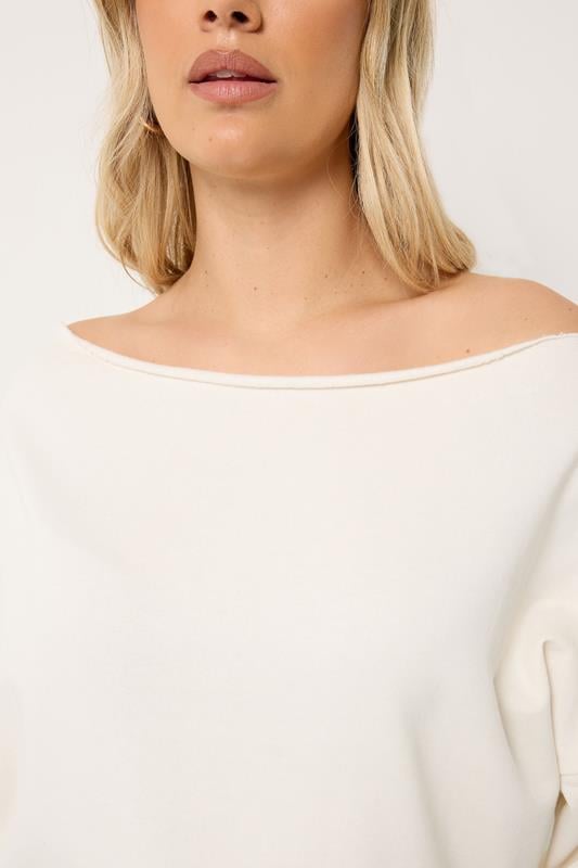 YOURS Plus Size Ivory White Off Shoulder Sweatshirt | Yours Clothing 4