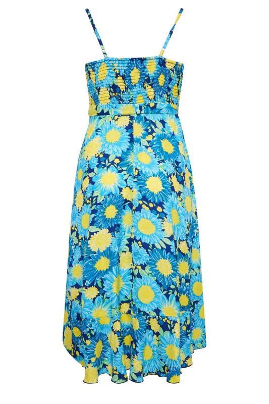 LIMITED COLLECTION Plus Size Blue Floral Frill Hem Midaxi Dress | Yours Clothing  8