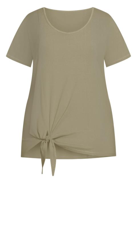 Evans Olive Green Tie Hem Detail T-Shirt 6