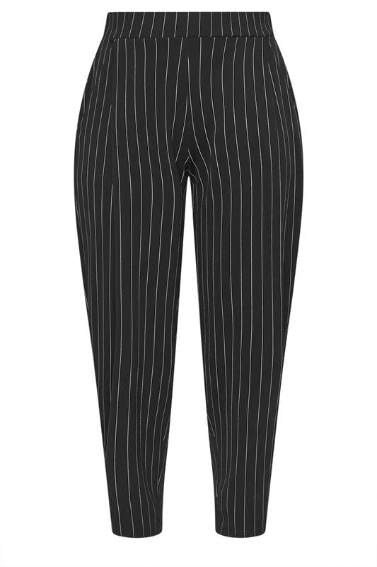 LIMITED COLLECTION Plus Size Black Pinstripe Barrel Trousers | Yours Clothing 5