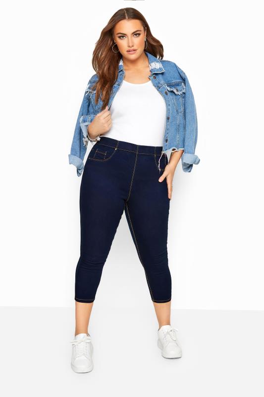 YOURS FOR GOOD Curve Indigo Blue Cropped JENNY Jeggings 2