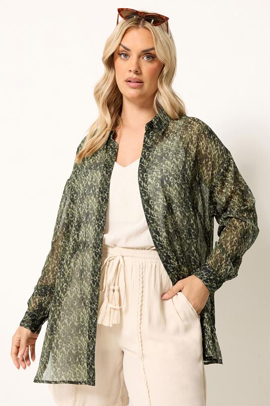  YOURS Curve Green Animal Print Shirt