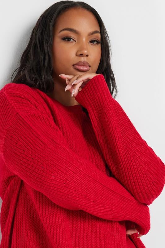 YOURS Plus Size Red Knitted Jumper | Yours Clothing 5