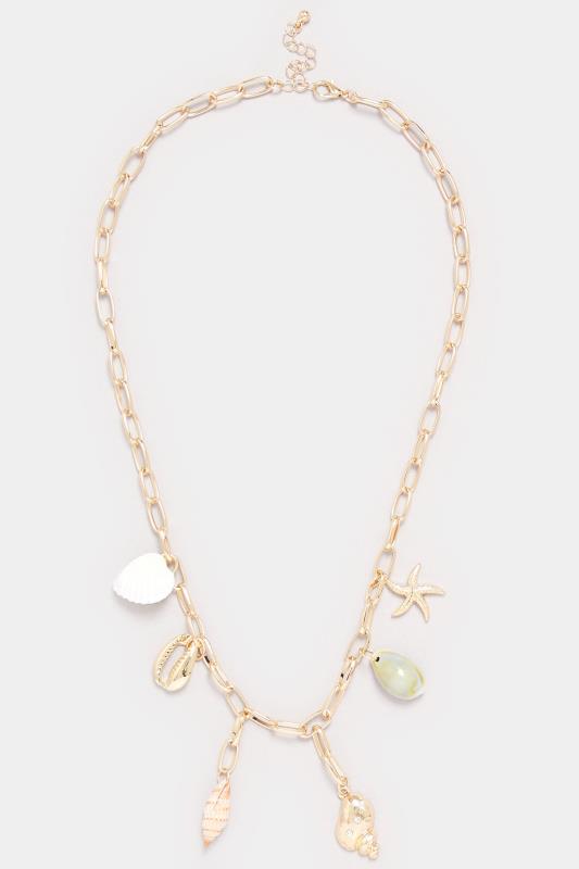  Grande Taille Gold Tone Shell Charm Droplet Necklace