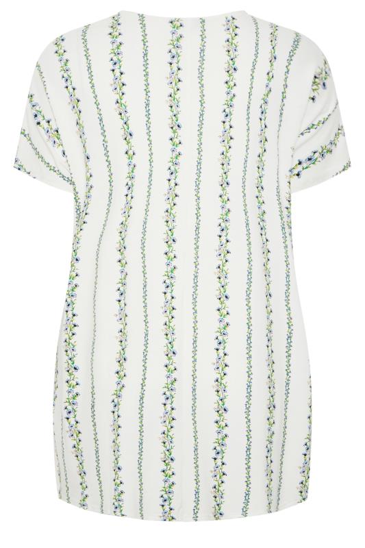 YOURS Plus Size White Floral Round Neck Top | Yours Clothing 7