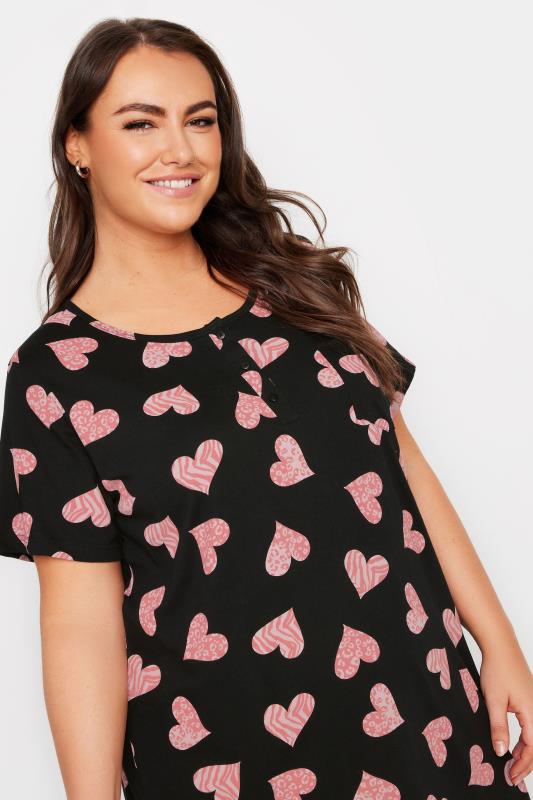 YOURS Plus Size Black Heart Print Nightdress | Yours Clothing 4