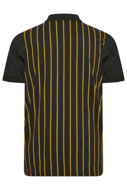 LAMBRETTA Big & Tall Plus Size Black Pinstripe Short Sleeve Polo Shirt | BadRhino  4