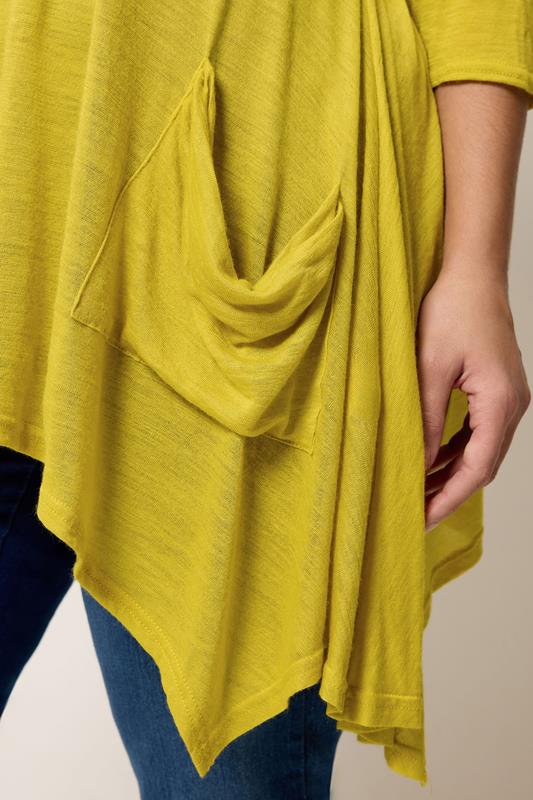 YOURS Plus Size Yellow Hanky Hem Pocket Front Top | Yours Clothing 4