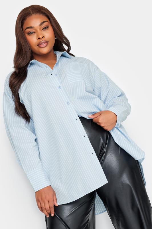 LIMITED COLLECTION Plus Size Blue & White Striped Shirt | Yours Clothing 2