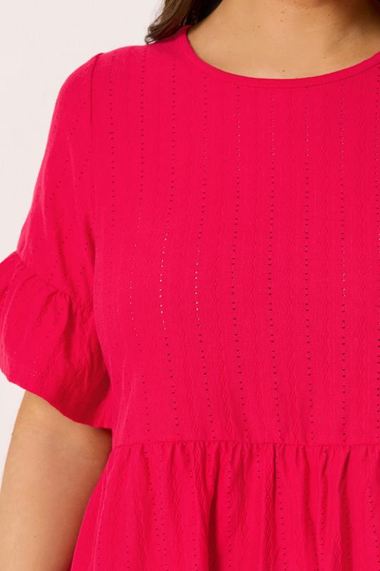 YOURS Plus Size Red Sleeve Anglaise Tunic Mini Dress | Yours Clothing 4