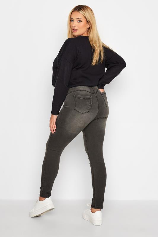 Plus Size Curve Black Washed Pull On Bum Shaper LOLA Jeggings | Yours Clothing 3
