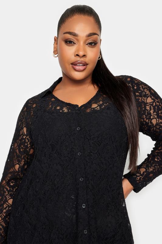 YOURS Plus Size Black Lace Shirt | Yours Clothing 4