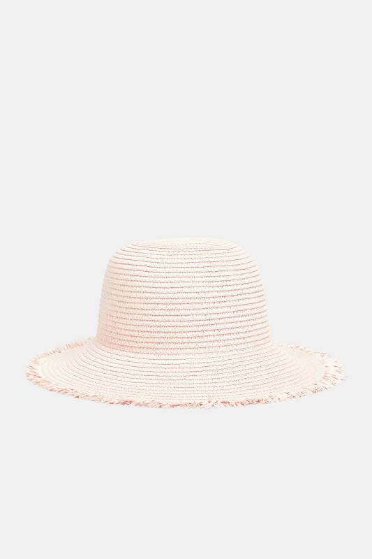 Plus Size  Pink Frayed Edge Straw Hat