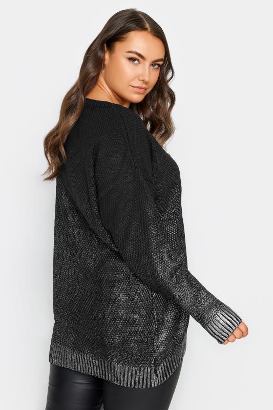 YOURS Plus Size Black Foil Printed Jumper | Yours Clothing 4