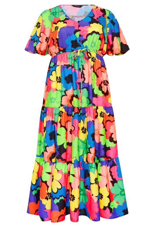 LIMITED COLLECTION Plus Size Blue & Green Floral Smock Maxi Dress | Yours Clothing 9