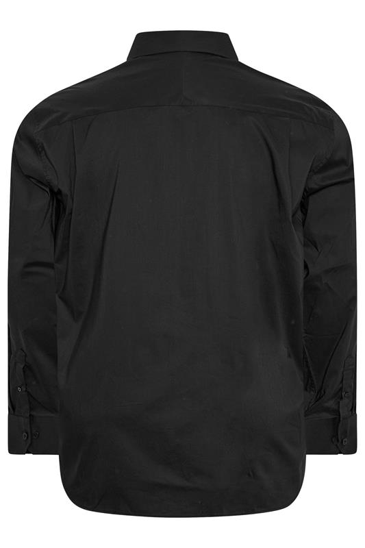 D555 Big & Tall Black Long Sleeve Non Iron Stretch Shirt | BadRhino 4