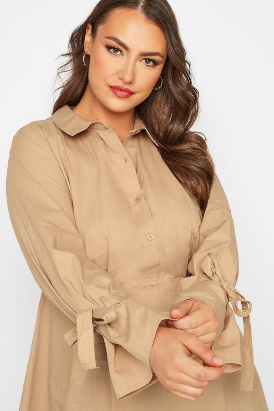 LIMITED COLLECTION Curve Beige Brown Tunic Shirt Dress | Yours Clothing 5
